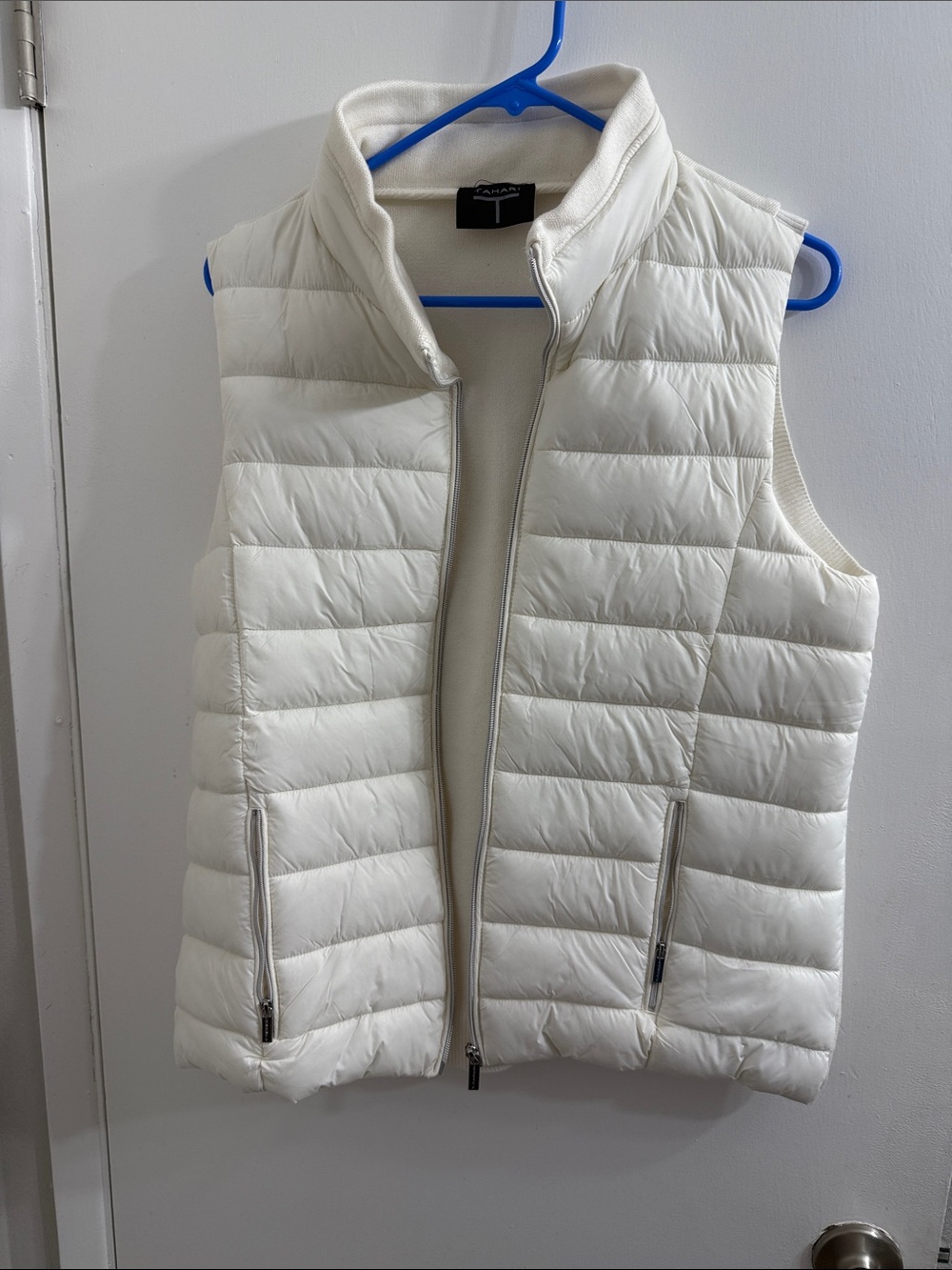 Tahari Cream Quilted Puffer Vest